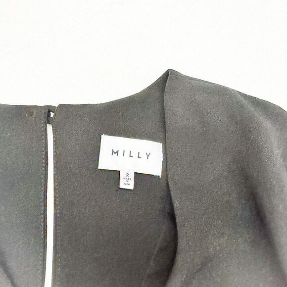 Milly NICOLE Adorned Flutter Sleeve Little Black Dress Size 2 - Picture 3 of 7